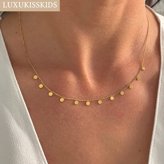 LUXUKISSKIDS Woman Collier бижутерия Golden Chains Necklaces Bohemia Star Heart Elegant Stainless Steel Jewelry Trendy