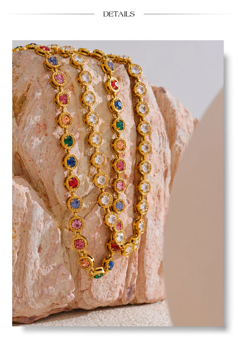 Yhpup Popular Shiny Cubic Zirconia Chain Luxury Necklace Bracelet Bangle Gold Color Platinum Plated Temperament Jewelry New