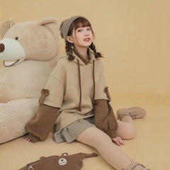 3XL Harajuku Aesthetic Bear Anime Hoodie Women Korean Kawaii Crewneck Long Sleeve