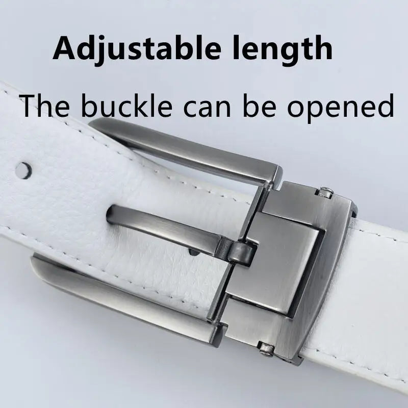 Korean version Golf white leather belt Pin buckle youth pants casual belt original belt for men and women