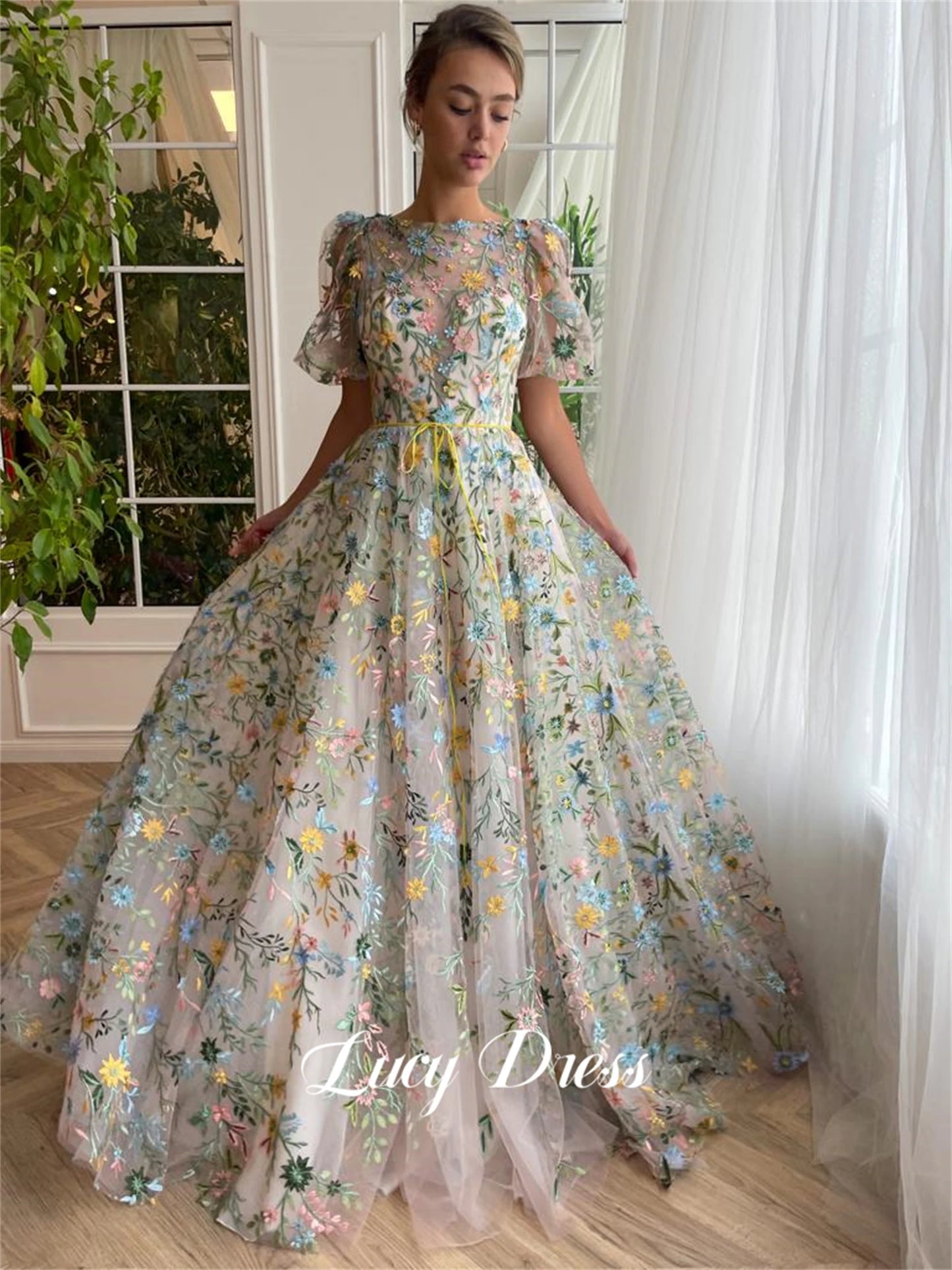 Homecoming Dresses: A Floral Embroidery Fabric Coming of Age Dress