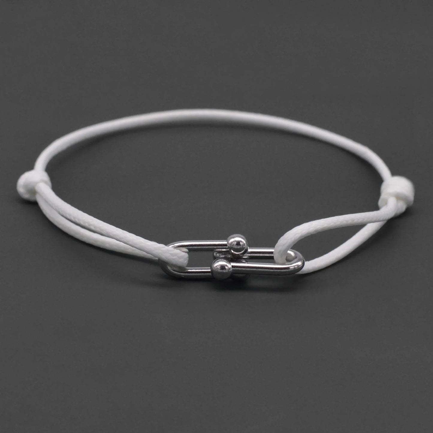 Simple Bamboo Horseshoe Buckle Bracelet Braided Ribbon Adjustable DIY Rope Bracelets Women Men Stainless Steel Jewelry