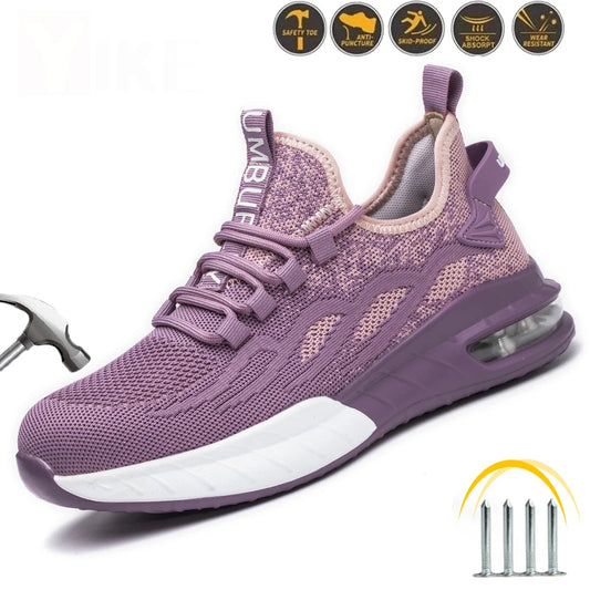 Women Safety Shoes For Work Safety Boots Breathable Steel Toe Puncture Proof Sport Work Sneakers Construction Security Boots