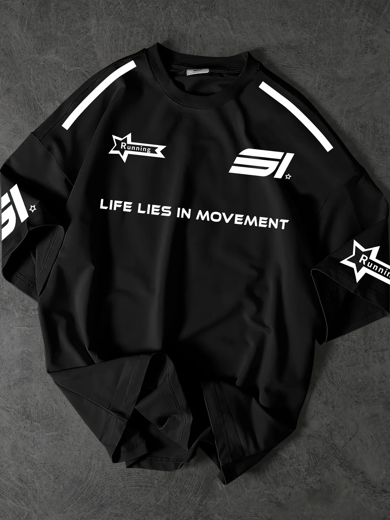 The new men's T-shirt for summer 2025 is a casual sporty breathable mesh letter printed streetwear collection