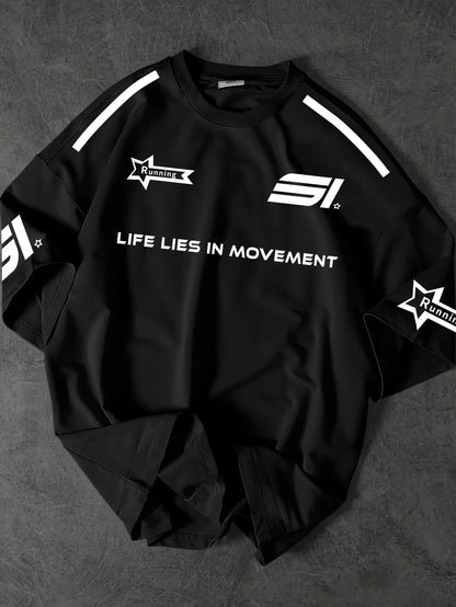 The new men's T-shirt for summer 2025 is a casual sporty breathable mesh letter printed streetwear collection