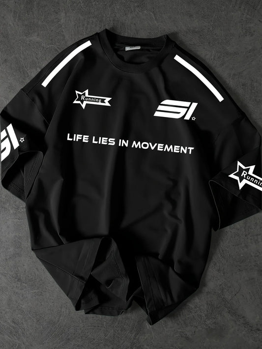 The new men's T-shirt for summer 2025 is a casual sporty breathable mesh letter printed streetwear collection