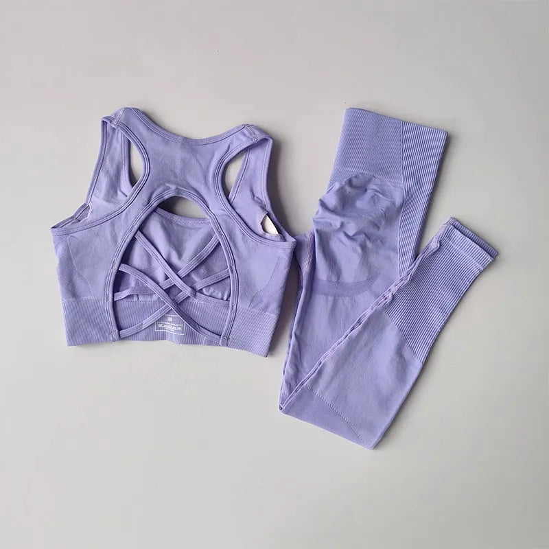Women's tracksuit Fitness Yoga Sets Sportswear Workout Sports Bra+High Waist Leggings