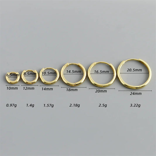 WANTME 925 Sterling Silver Minimalist Matte Gothic Unisex Huggies Ear Hoop Earrings for Women Men Piercing Ear Buckle Jewelry
