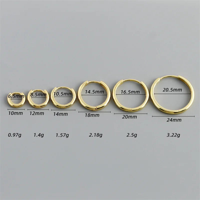 WANTME 925 Sterling Silver Simple Matte Bohemian Round Ear Buckle for Women Punk Unisex Rock Hoop Earring Jewelry Accessories