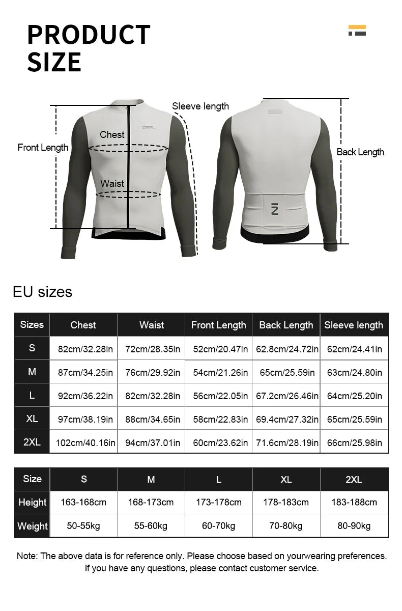 INBIKE Winter Cycling Clothing for Men Fleece Cycling Sets Long Sleeve Jersey with Pockets Long Bicycle Bib Pants for Road Bikes