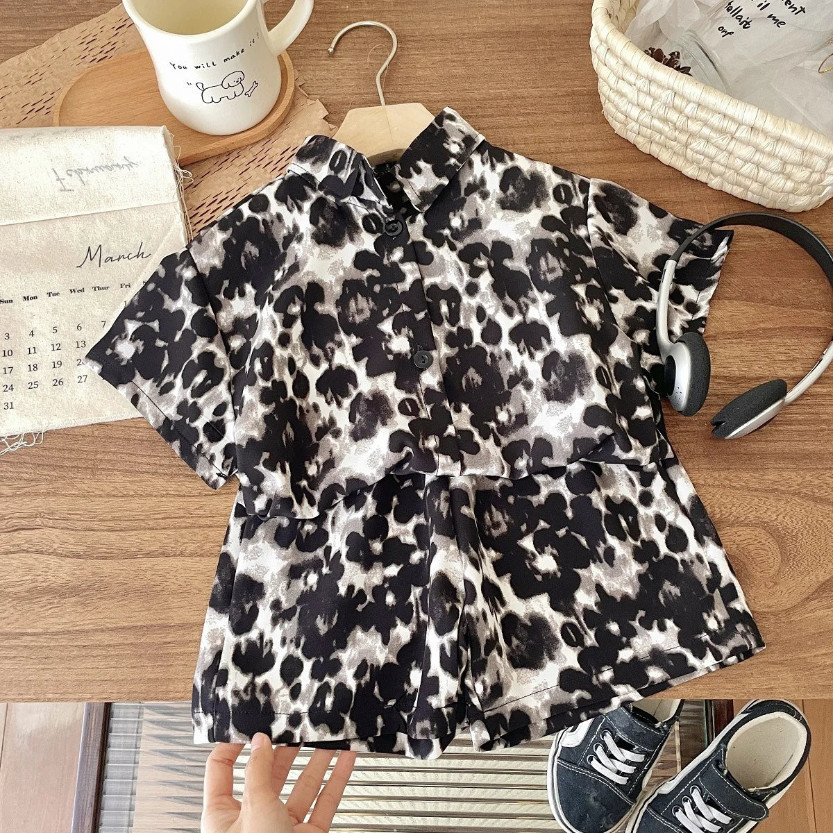 2PCS 2025 Kids Boys Set Clothes Floral Pattern Baby Boy Shirt + Short Outfits Summer Party Birthday Handsome Tops Suit