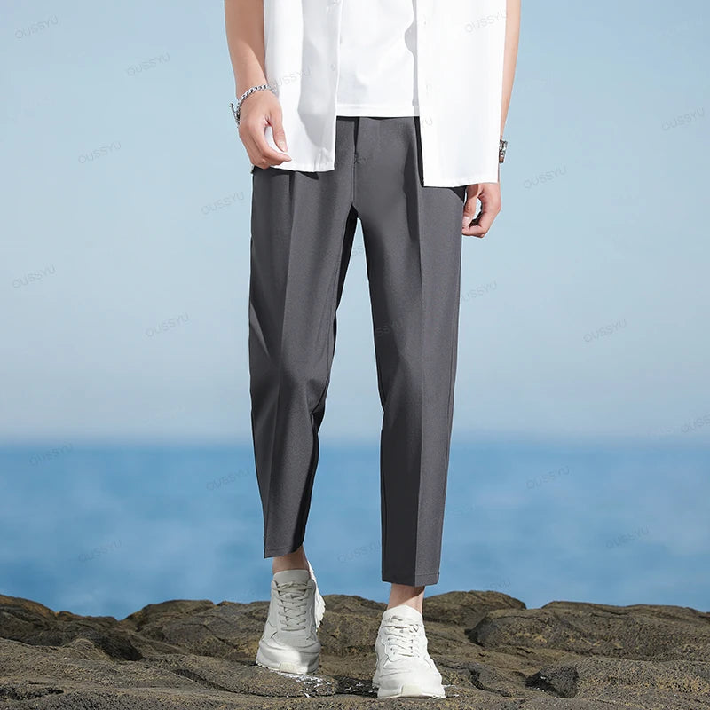 Clothing Smooth Suit Pants Men Business Formal Work Pant Korean Casual Long Office