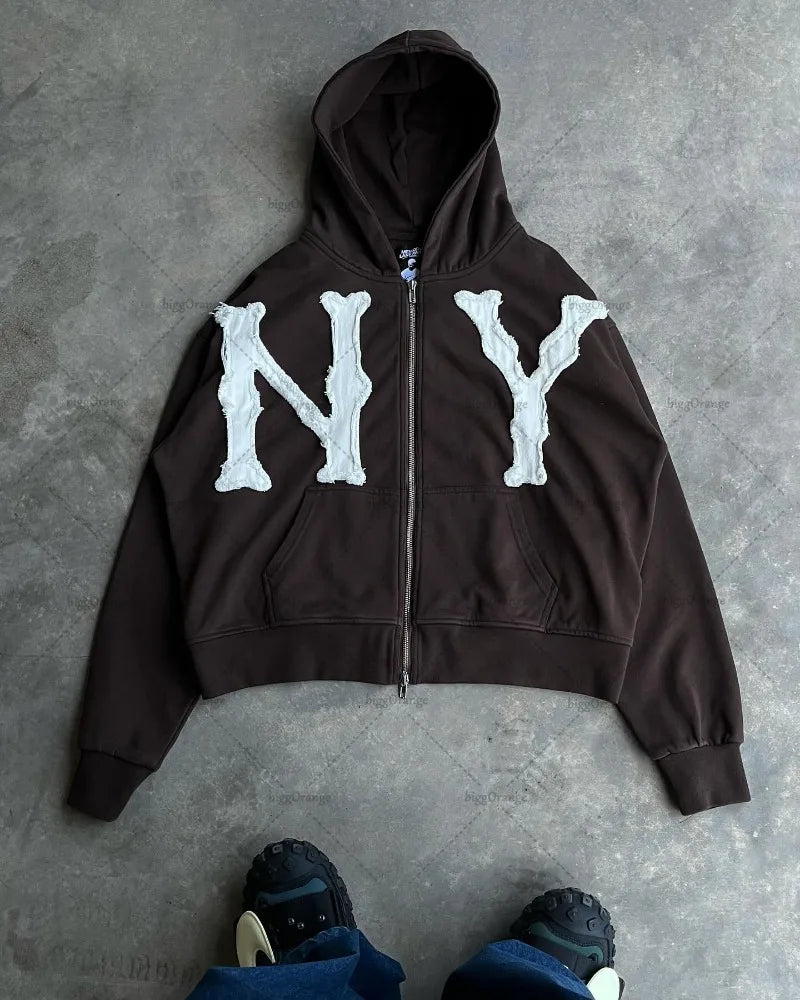 Y2k Harajuku Retro Trendy Brand Letter Embroidery Oversized Sweatshirt Women