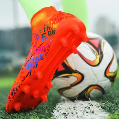 Professional Unisex Soccer Shoes Long Spikes TF Ankle Football Boots