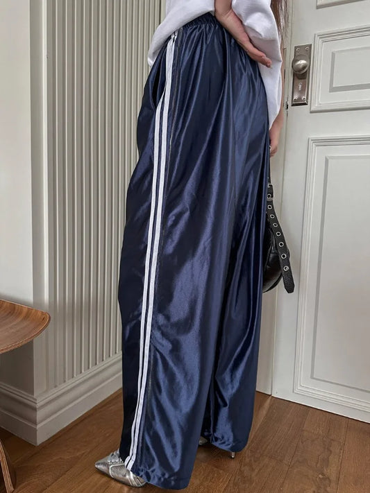 Y2k Casual Striped Sweatpants Women Korean Style Wide Leg Joggers Classic