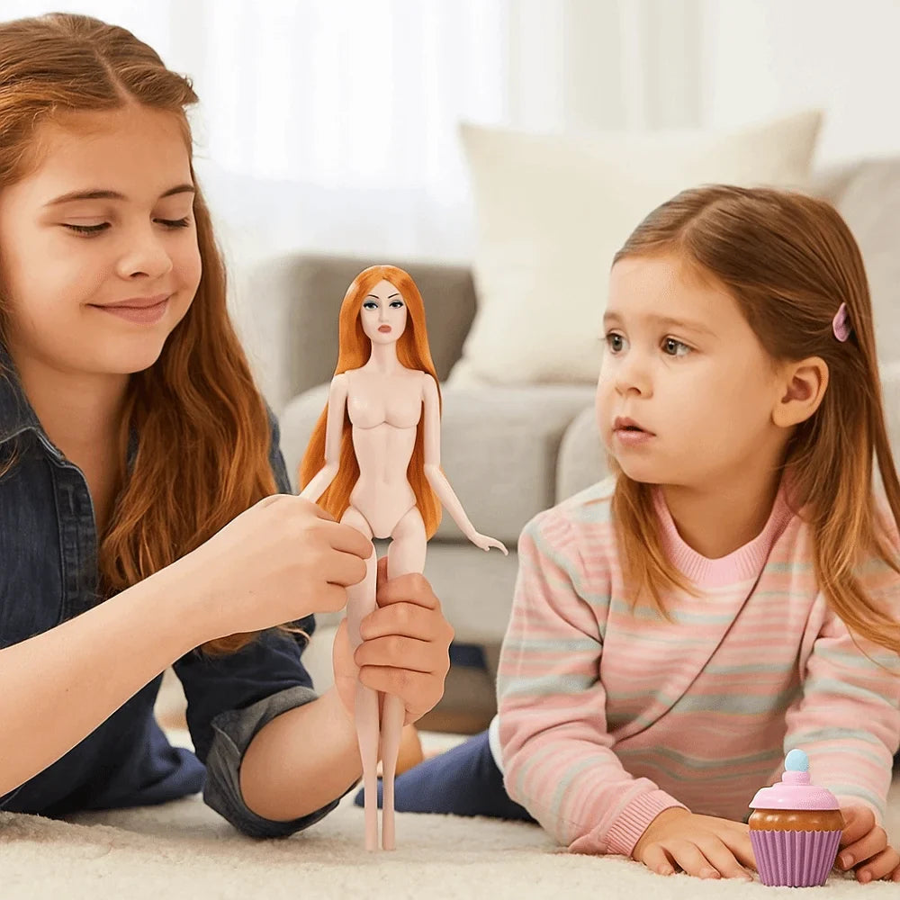 32cm Supermodel Nude Doll 1/6 BJD European Fashion Doll Joints Movable Long Hair White Skin Children Dress Up Play House Toys