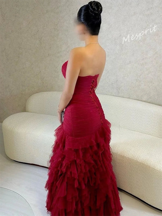 Exquisite Sweetheart A-line Brush es Layered Draped Skirts Tulle Customized Party Gowns