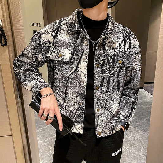 Autumn Denim Jacket Men Casua Social Streetwear Outwear Fashion Loose Streetwear Social Coat