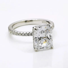 DEZO Moissanite Solitaire Engagement Rings 2/3/4ct Radiant Cut D Color Solid