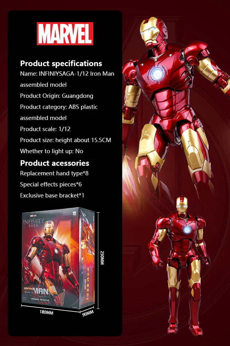 Marvel Iron Man MK3 Fondjoy Assemble Toy Iron Man Model 15cm ABS Material 1/12 Scale Action Figures Toy Birthday Gifts For Boys