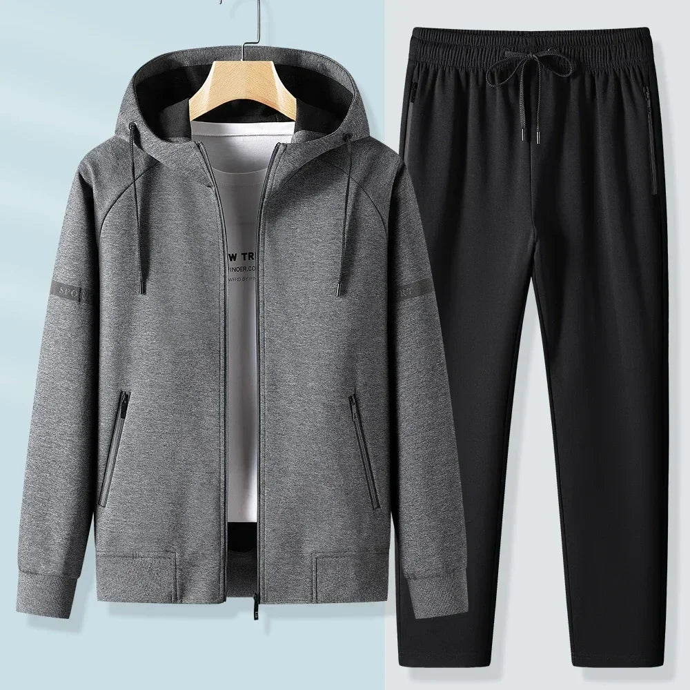 Men Running Sports Tracksuits Hoodies Zipper Outwear Sportwear+Sweatpants Sets Male Workout Sports Outfit Autumn Spring Sets men