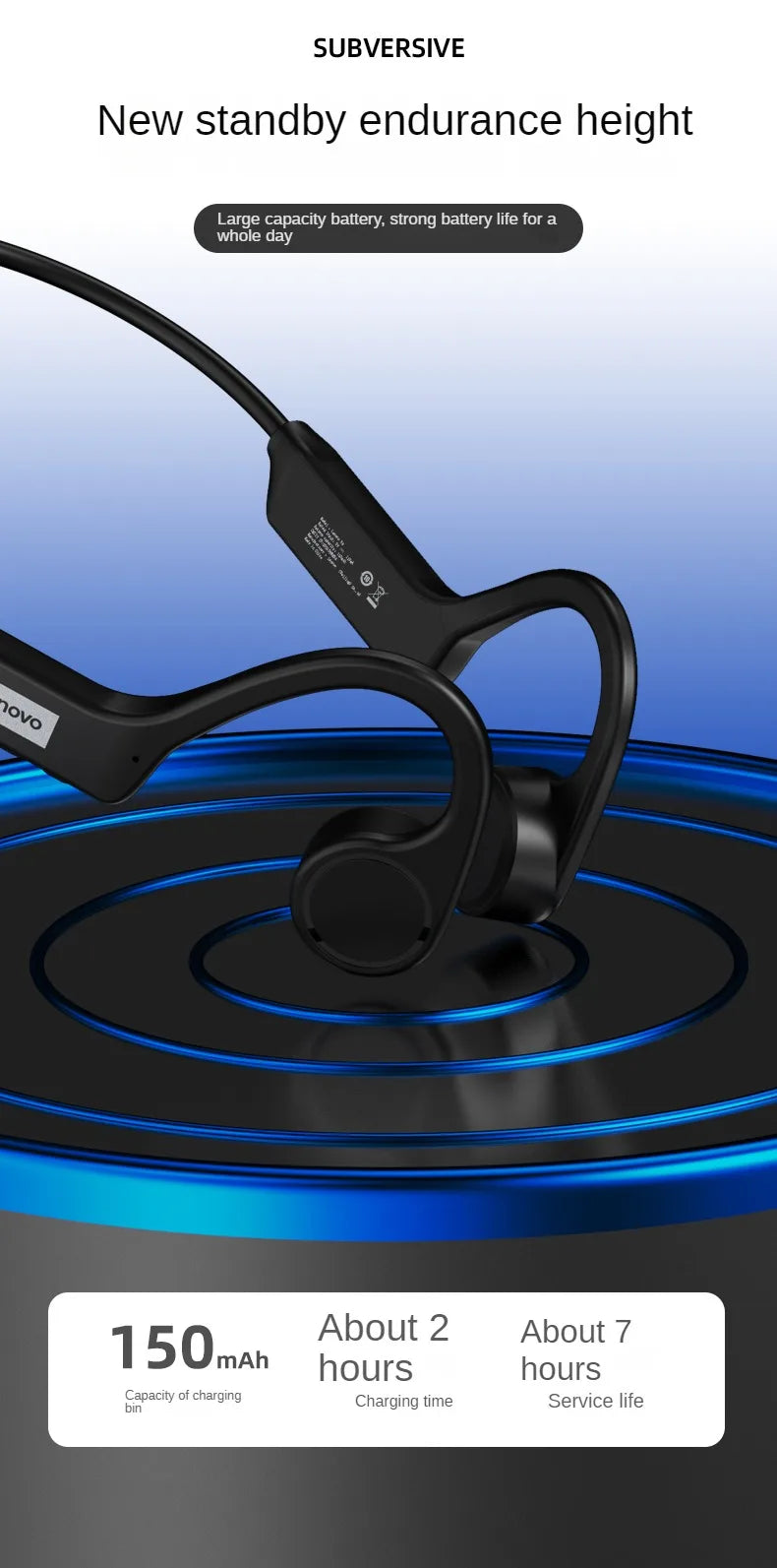 Lenovo X4 Bone Conduction Bluetooth Headphone Sports Earphone Waterproof Wireless Headset with Mic Ear-hook TWS Bass Hifi Stereo