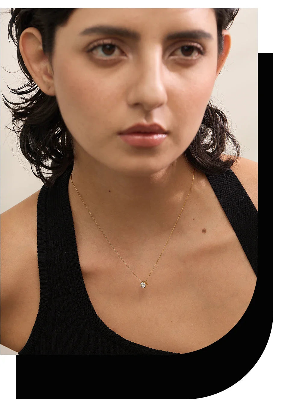 Yhpup Korean Chic Stainless Steel Shiny Cubic Zirconia Cast Delicate Necklace Pendant for Women Daily Waterproof Basic Jewelry