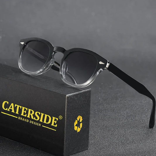 CATERSIDE Retro Round Men Sunglasses Punk Propionic Acid Pin Temple Luxury Sun Glasses Women Sports Leisure Party Eyewear UV400