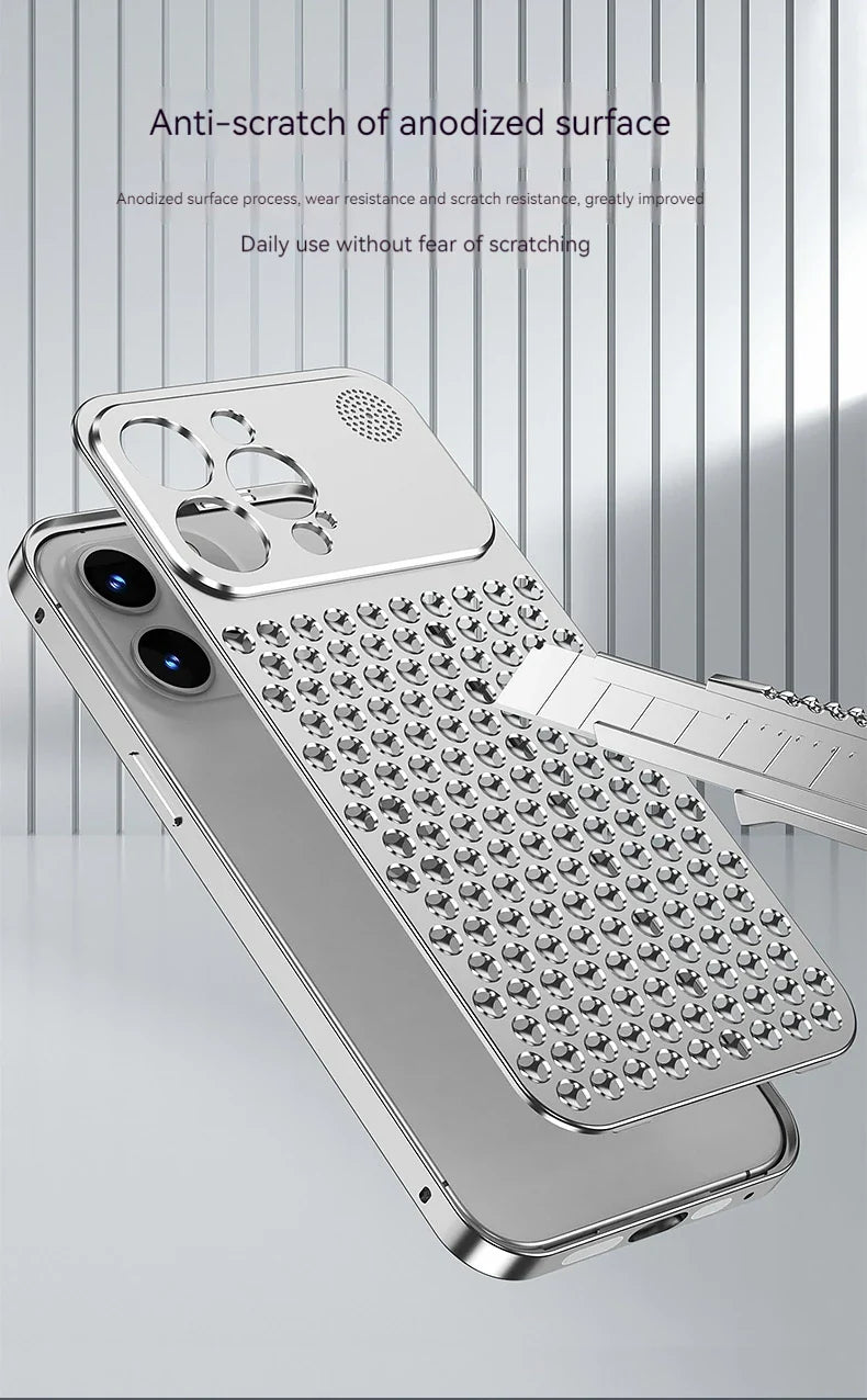 For iPhone 14 15 16 ProMax Metal Heat Dissipation Phone Case 15Pro Aluminum Alloy Aromatic Ultra-thin Shock-absorbing Back Cover