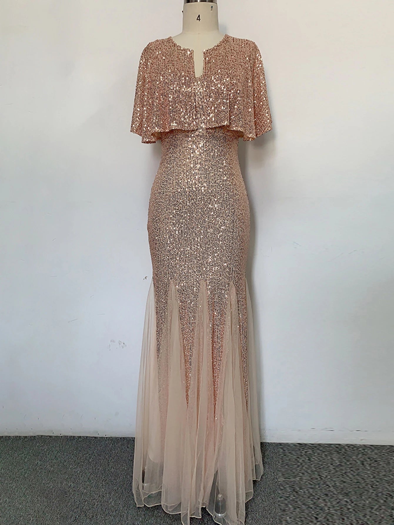 Evening wear Dresses: Mermaid Dress With Shawl Long Formal Prom Party Gown