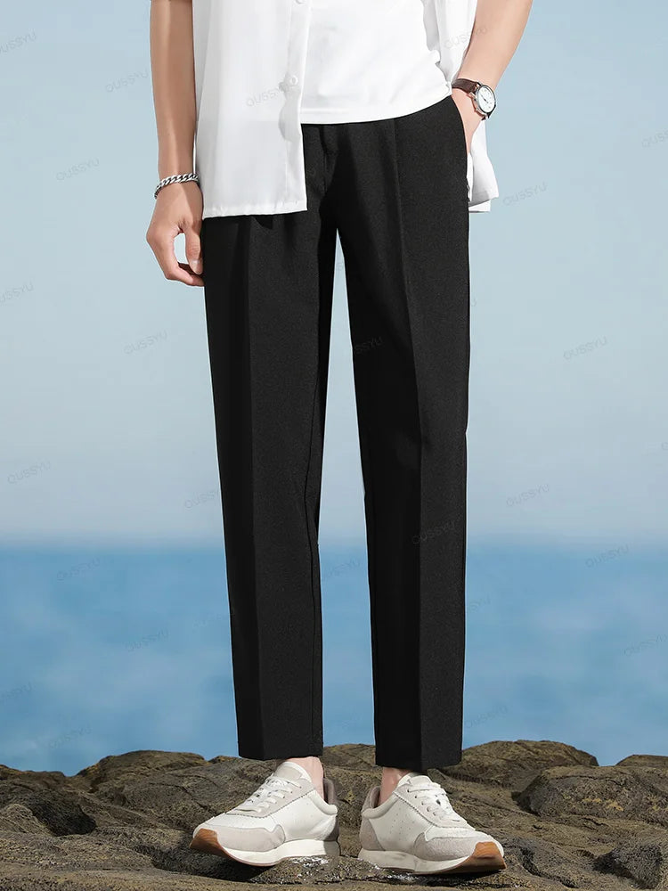 Smooth Soft Suit Pants Men Business Long Trousers Korean Formal Office