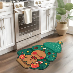 Gingerbread Kitchen Rugs Christmas Doormat Floor Mat With Gingerbread Man Non-Slip