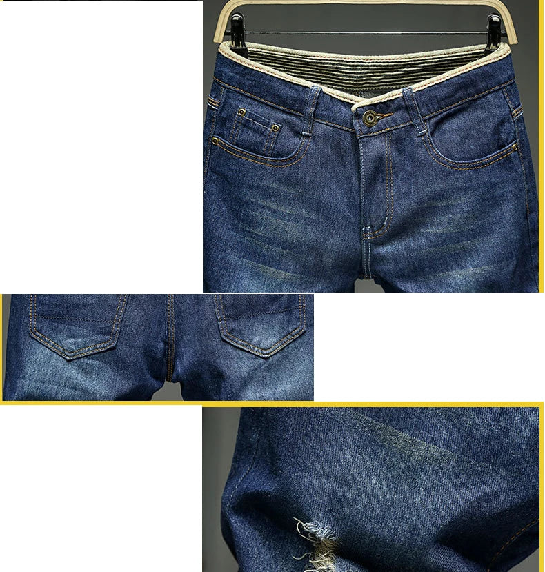 Men Shorts Thin Section Elastic Force Slim Fit Short Jeans