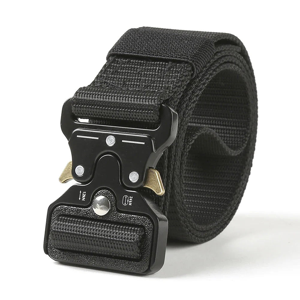 Men Tactical Belt Quick Release Outdoor Zinc Alloy Buckle Belt Soft Real Nylon Sports Hiking Camping Hunting Belt