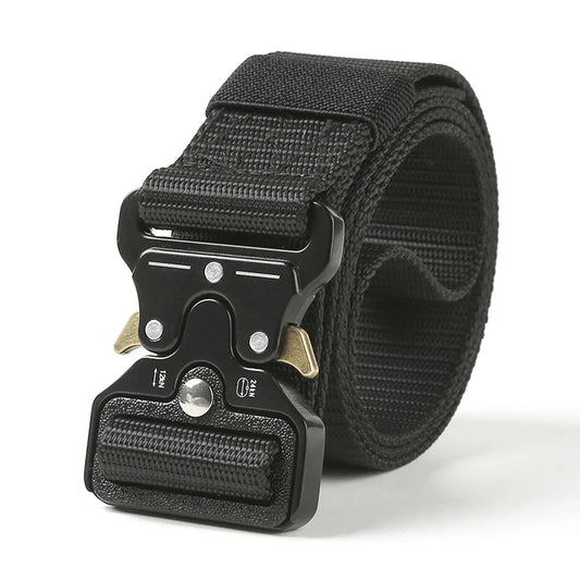 Men Tactical Belt Quick Release Outdoor Zinc Alloy Buckle Belt Soft Real Nylon Sports Hiking Camping Hunting Belt