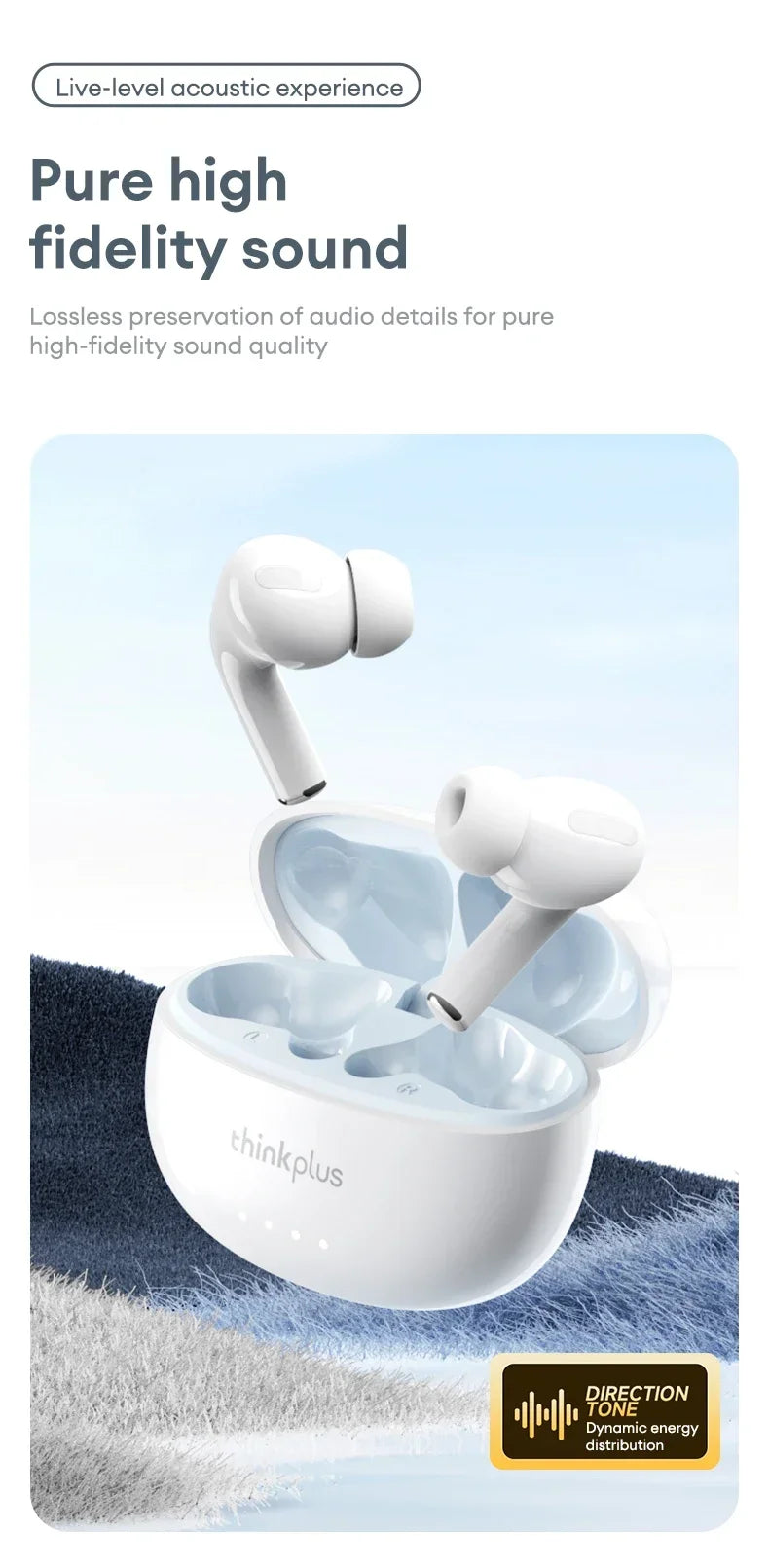 Lenovo LP5 PRO Wireless Bluetooth 5.4 Earphones TWS HiFi Sound Gaming Earbuds Sport headset Long Standby Touch Contol with Mic