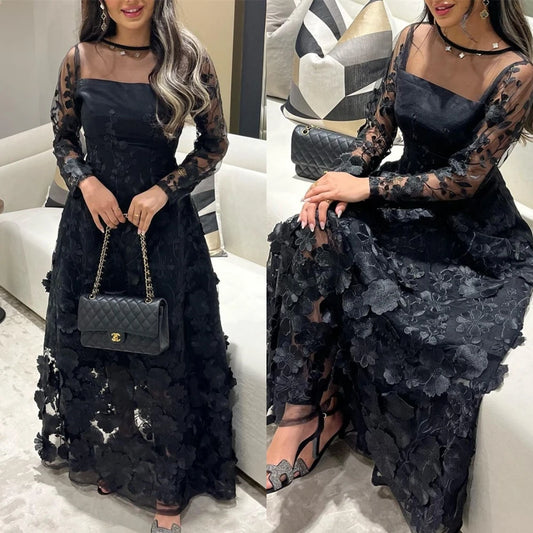 Women Prom Saudi Arabia Jewel A-line Formal Ocassion Gown