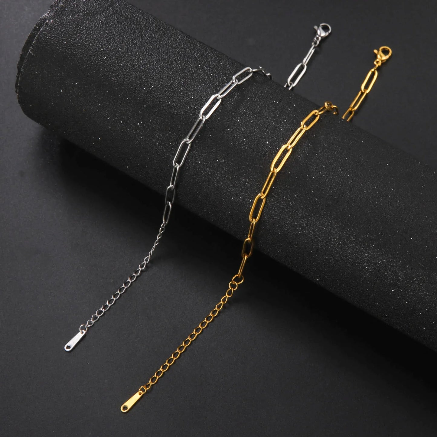 Skyrim Friendship Paperclip Link Chain Men Women Girls Stainless Steel Gold Color Bracelets Minimalist Jewelry Valentine Gift