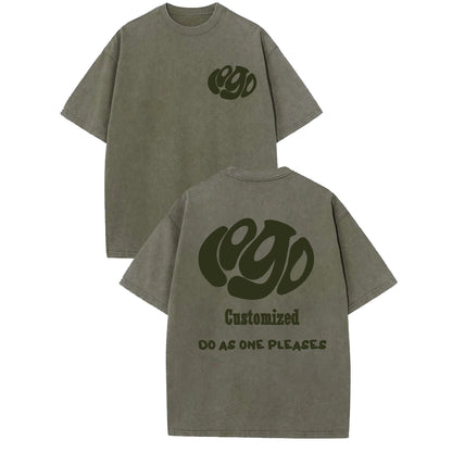Custom Your LOGO Hip Hop Streetwear Men 100% Cotton T-shirts Oversized Washed Top Tee Unisex Summer Retro Brand Personalized
