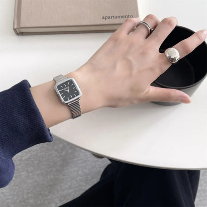 Brand Simple Quartz Watch for Women Retro Luxury Gift Ladies Watches Small Dial Adjustable Stainless Steel Strap Wristwatches