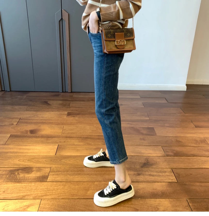 Large Size Straight Leg Jeans Female Summer Thin Small Fat Mm Thin