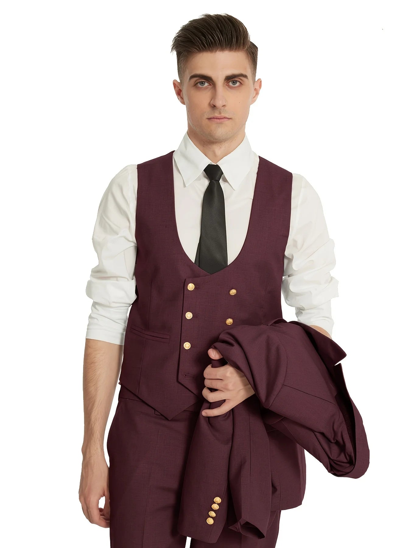 Tuxedo for Mens: Slim Fit Suits for Men 3 Piece Double Breasted Suit Men Wedding