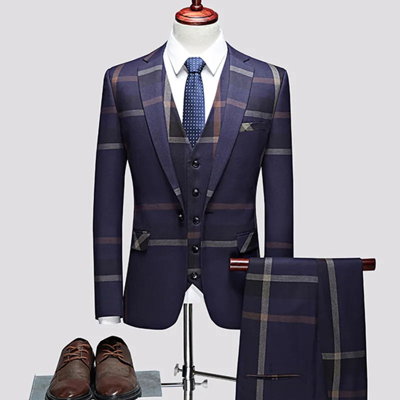 Tuxedo for Mens: 3 Pcs Suits Set Coat Vest Pants Men's Casual Boutique Business