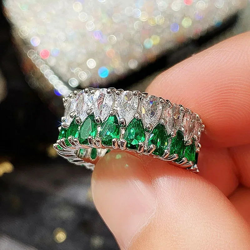 Cubic Zirconia Engagement Rings for Women Marquise Crystal Wedding Ring Party