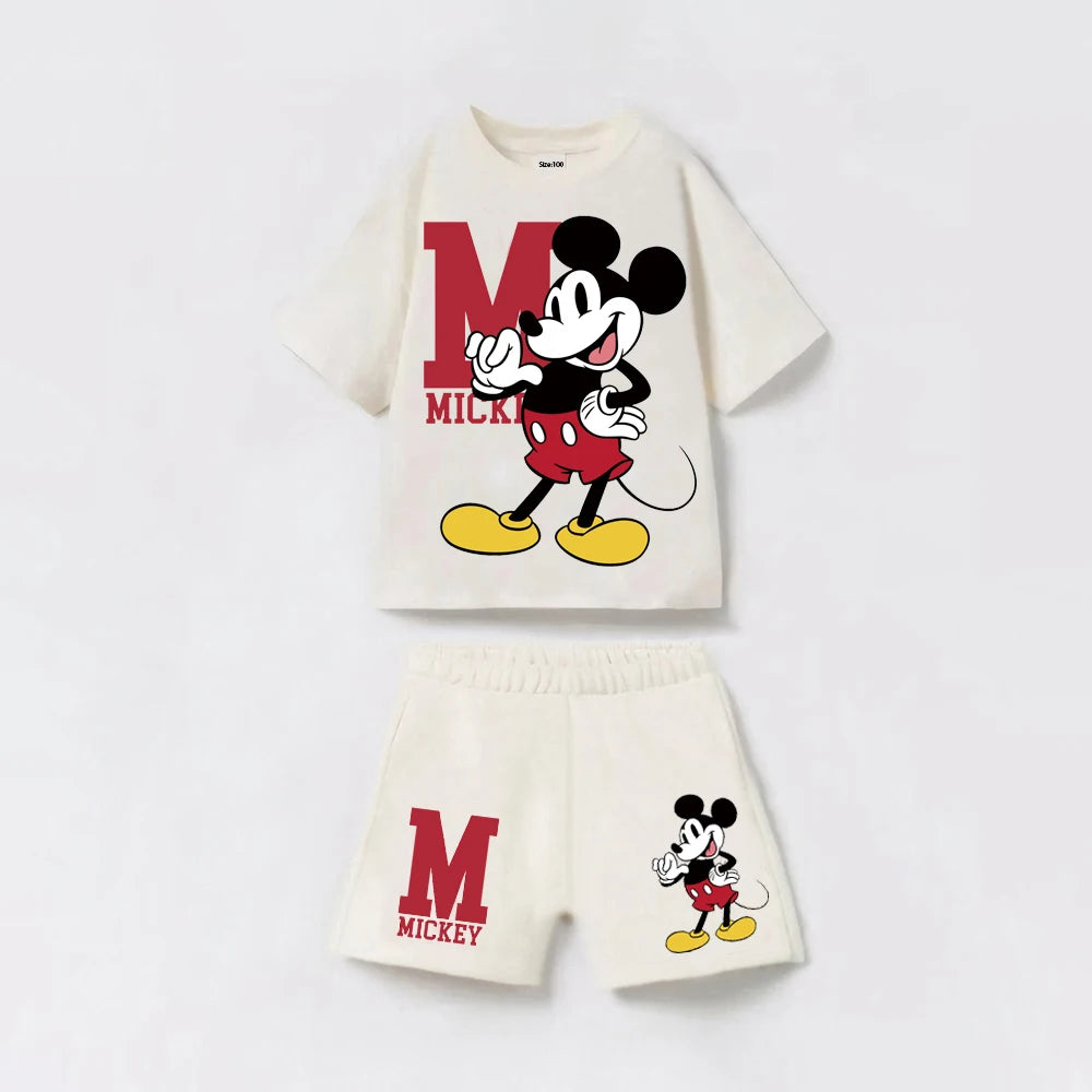 Fashion Boys Casual Sports Clothes Sets Summer Short Sleeve Cartoon Kids Boys Outfits Mickey Toddler Boy Tshirt + Shorts