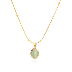 Fashion Stone Opal Oval Necklace For Women Stainless Steel Gold Color Oval Stone