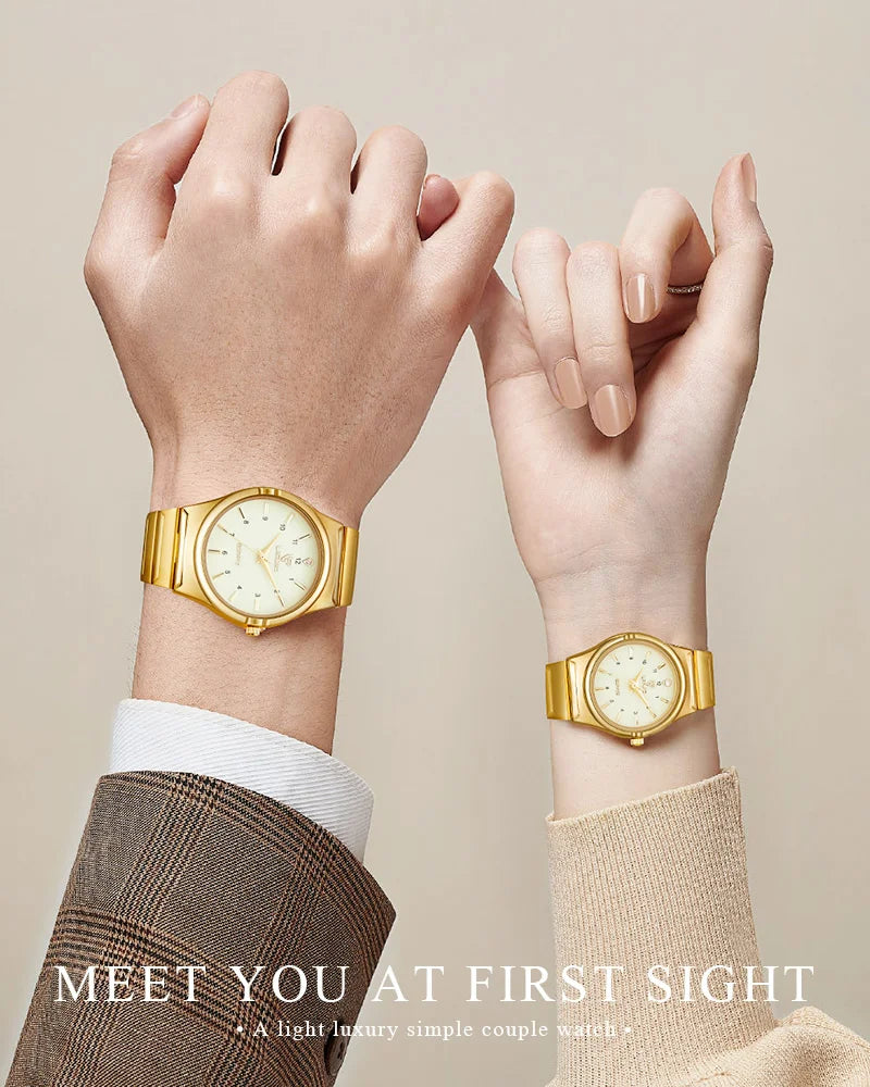 LIEBIG Japan Quart Movement Women Mens Watches Luxury Stainless Steel Female Ladies Golden Wristwatch Clock Relogio Feminino