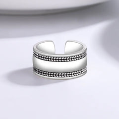 925 Sterling Silver Smooth Surface Adjustable Rings For Women Vintage Female