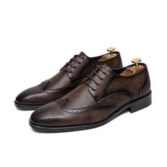 Brogue Formal Shoes Men Dress Leather Shoes Fashion Men Flats Shoes