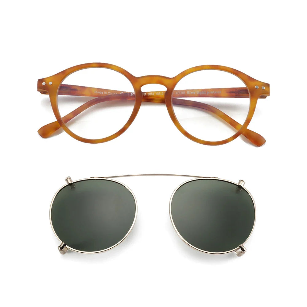 ZENOTTIC Steampunk Style Glasses (Anti Blue Light Blocking Eyewear) + Clip Lenses（Polarized Sunglasses Clips）for Women Men